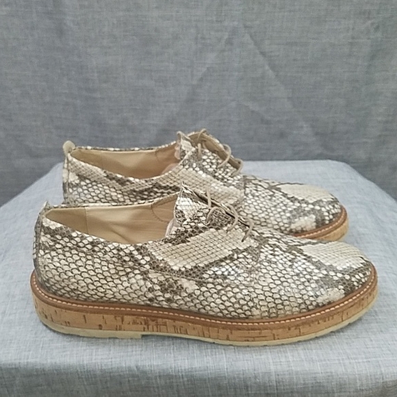AGL Attilio Giusti Leomruni Oxfords Shoe  Snake Print Leather cork platform 41 - Picture 8 of 14